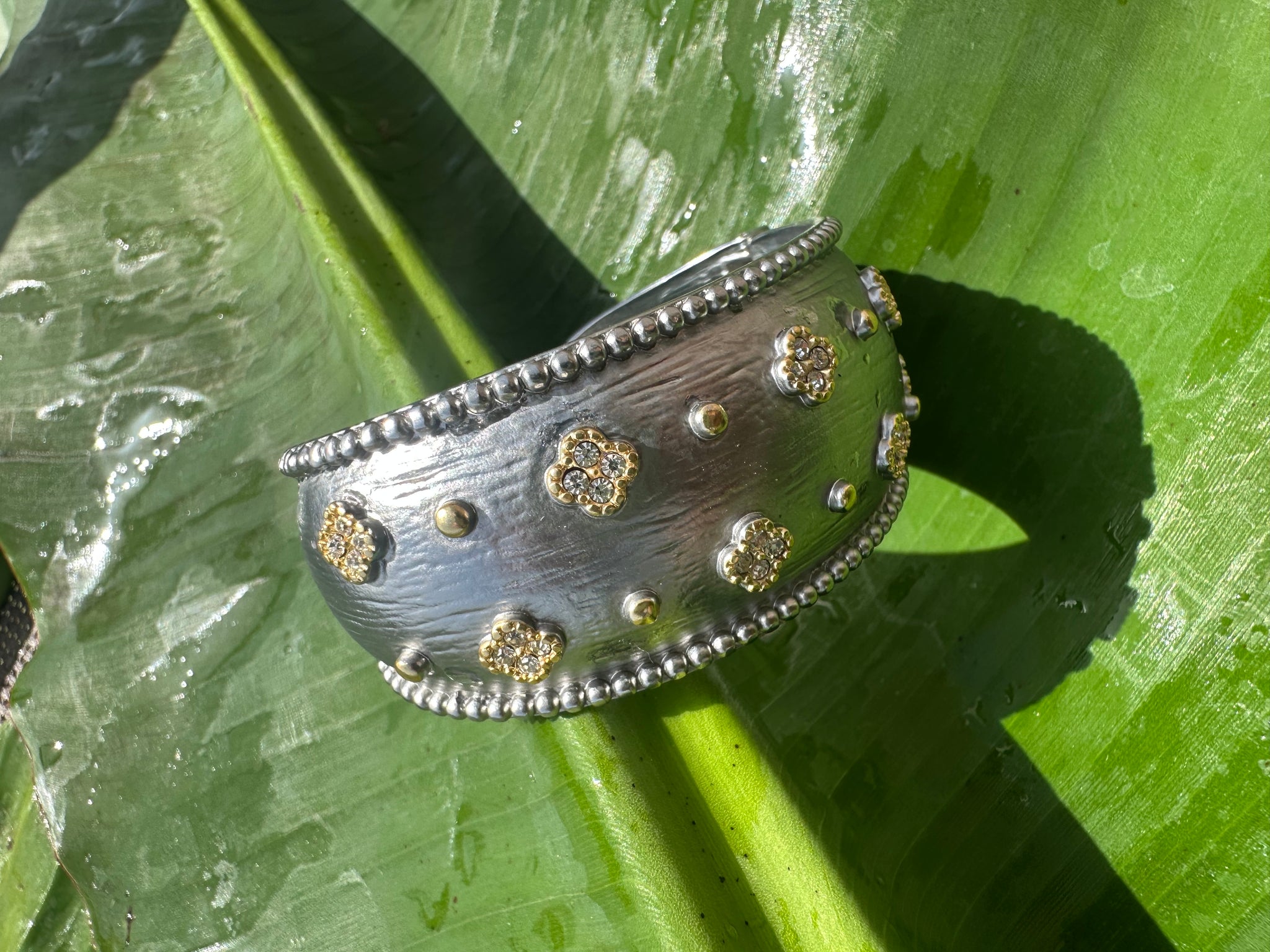 Silver Wide Cuff Bracelet by LIZA KIM