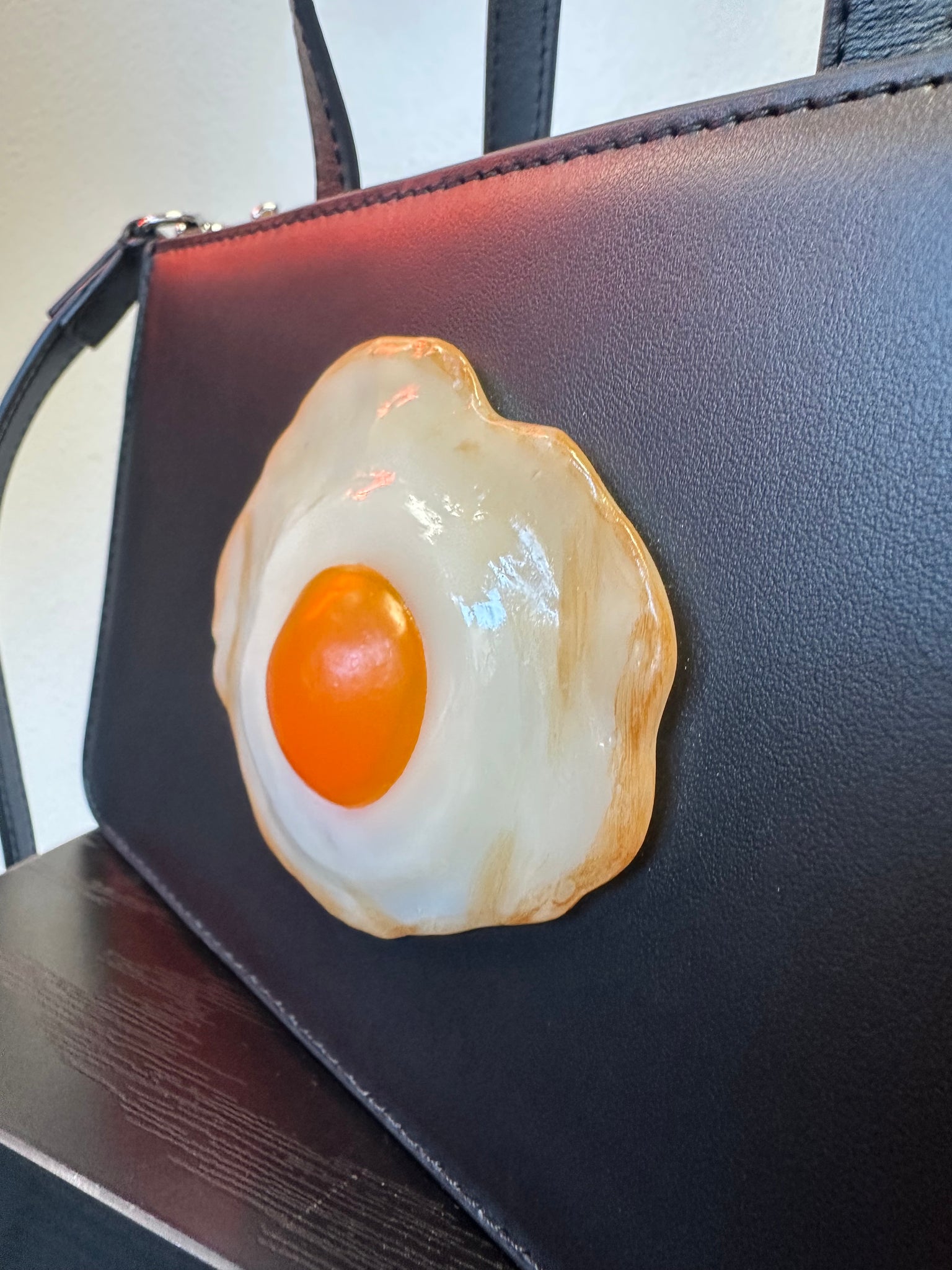 eggsactly how you like them—Black leather egg purse | NWT