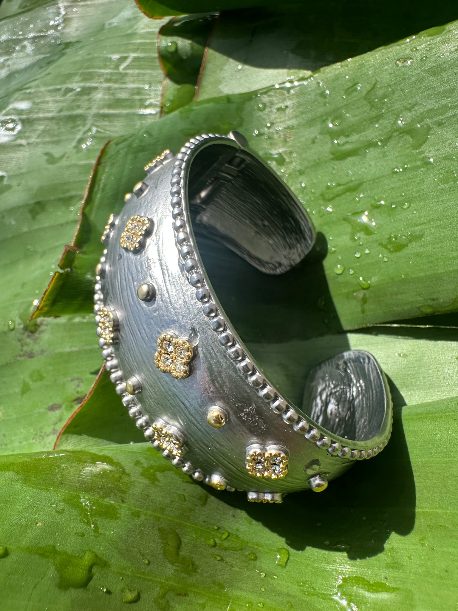 Silver Wide Cuff Bracelet by LIZA KIM