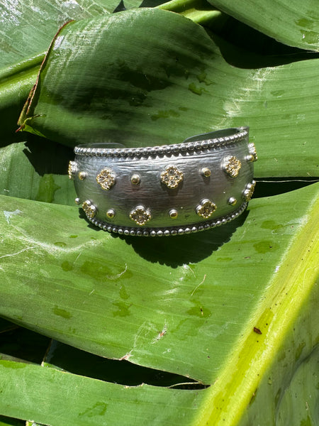 Silver Wide Cuff Bracelet by LIZA KIM