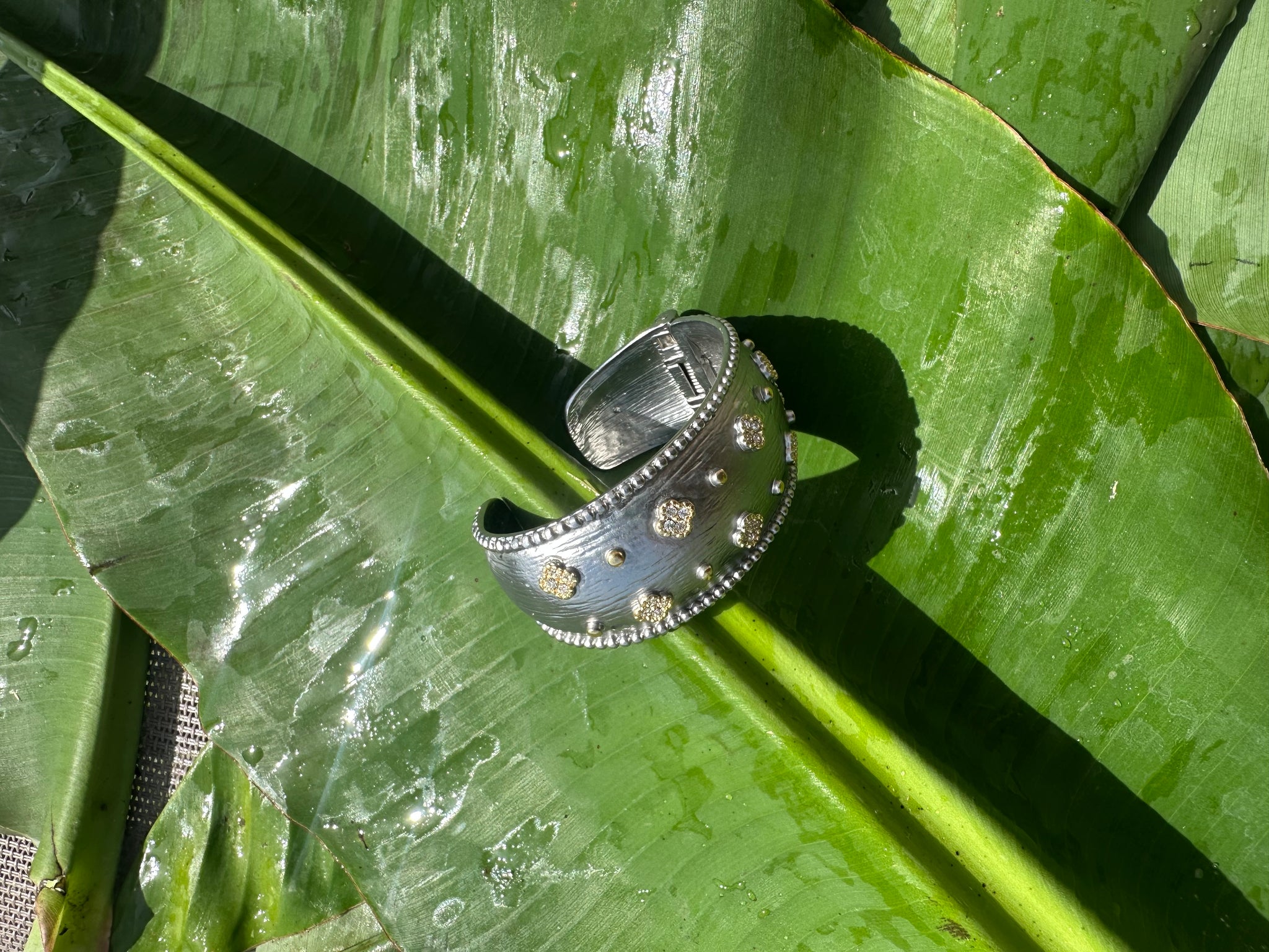 Silver Wide Cuff Bracelet by LIZA KIM