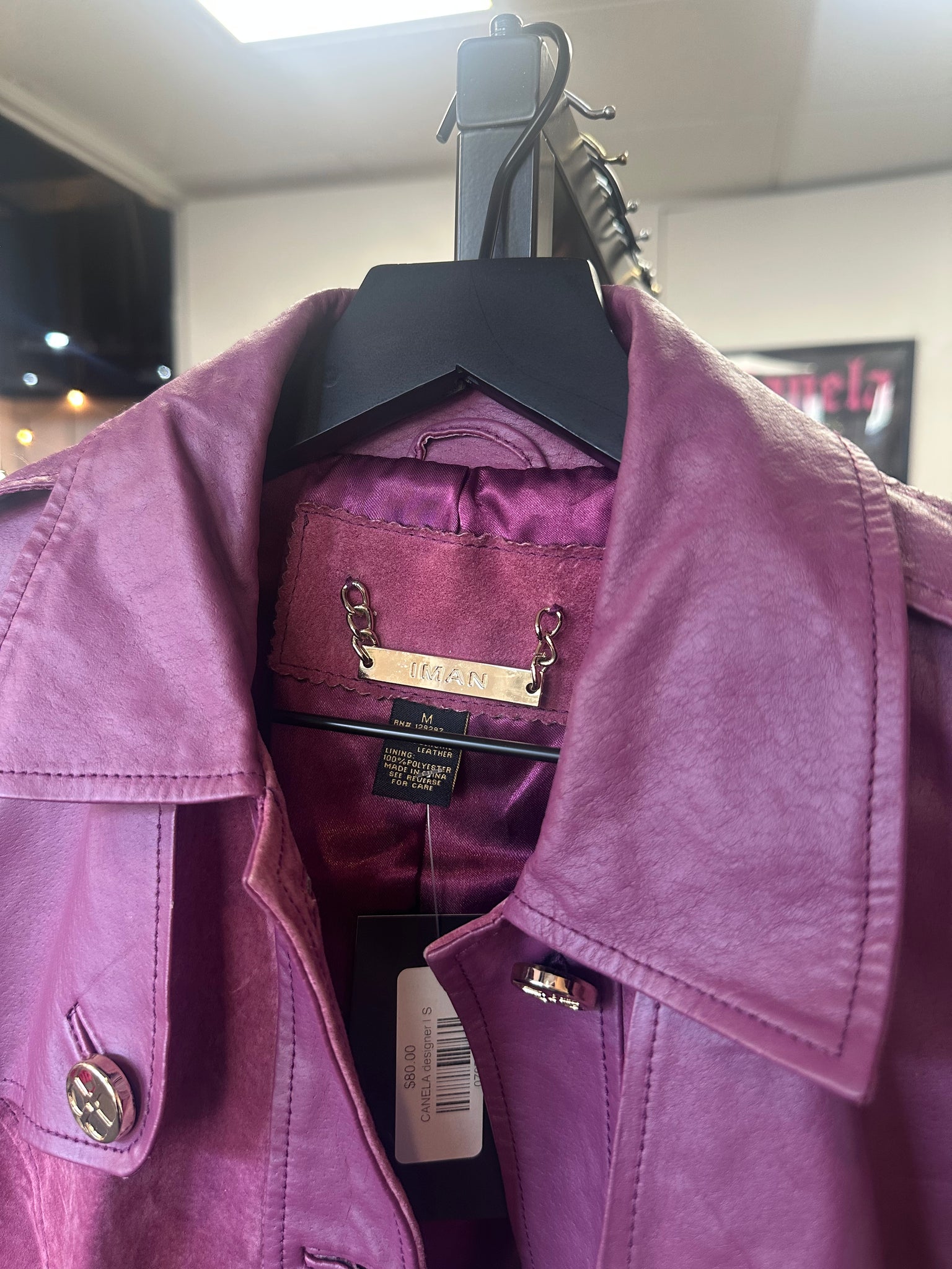 TRACY | IMAN leather grape jacket M